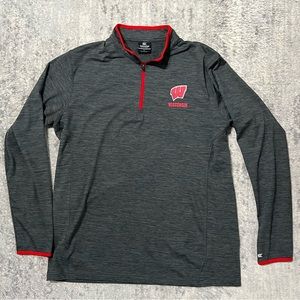 Colosseum Heather Gray University of Wisconsin Quarter Zip Large